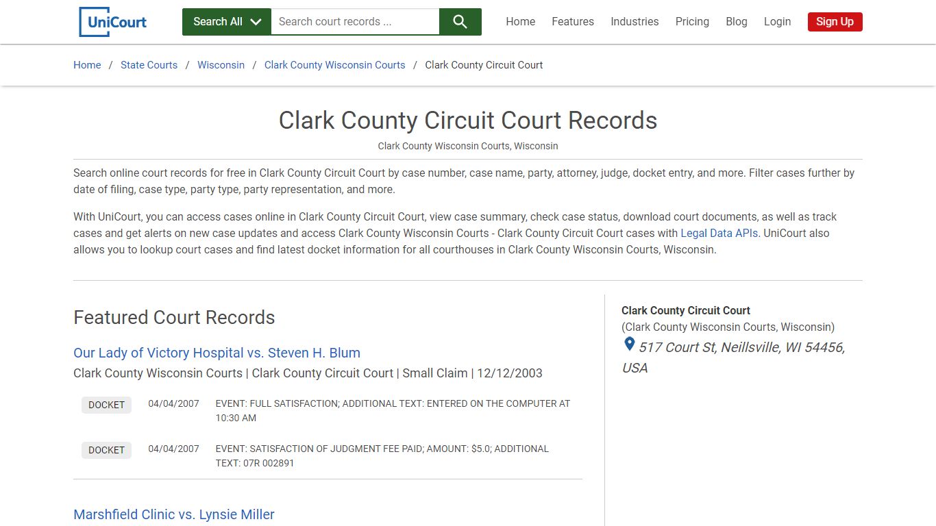 Clark County Circuit Court Records | Clark | UniCourt